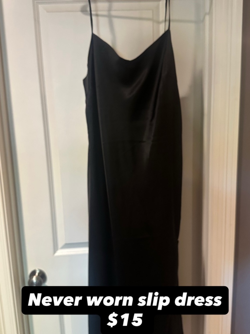 Black Slip Dress with Spaghetti Straps